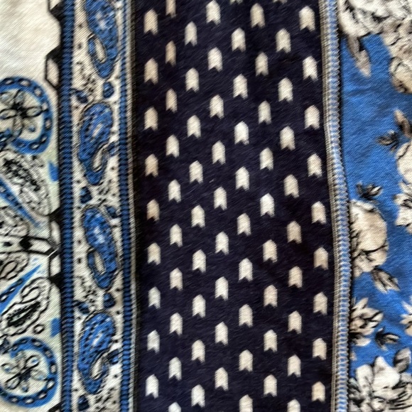 Fun black & white, white & blue & black, blue, white & black patchwork boho top - Picture 14 of 16